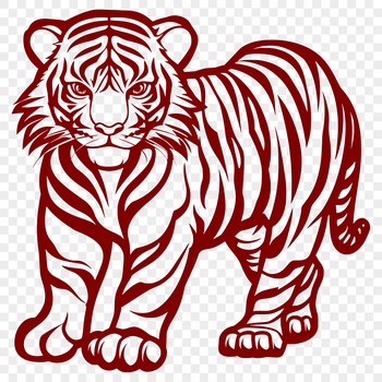 A large, standing tiger animal with full body detail in vector format.