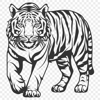 A large standing tiger depicted in full body form.