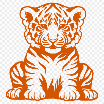 A sitting tiger with its full body visible, depicted in vector art style.