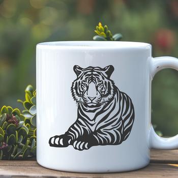 A detailed illustration of a tiger's full body in various poses, suitable for vector design projects.
