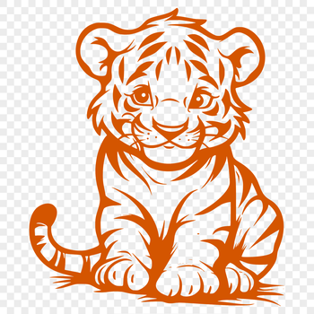 A sitting tiger with a full body view, depicted as a vector illustration.