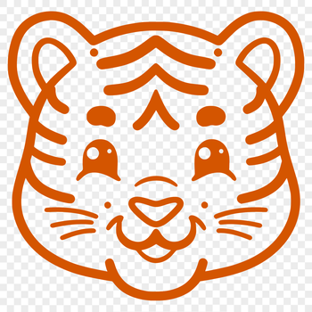 A simple line drawing of a tiger's head, suitable for clip art or vector design.