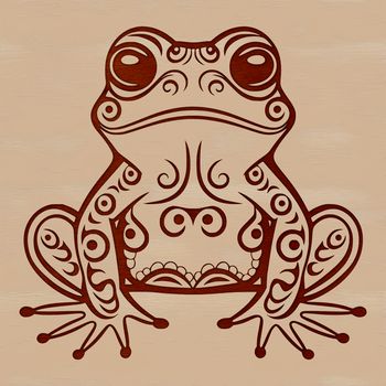 Close-up illustration of an ornate wild toad in profile