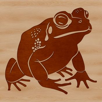 A close-up illustration of a wild toad in its natural habitat.