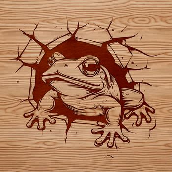 A detailed illustration of a wild toad breaking through a wall.