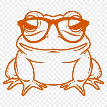A detailed illustration of a toad with glasses, depicted in a full-body view.