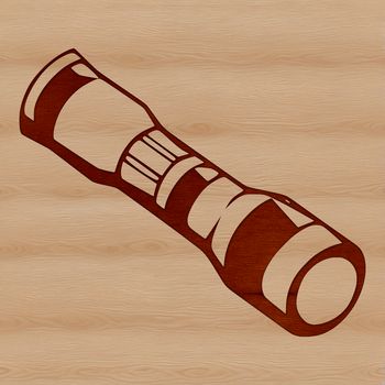 An illustrated icon of a handheld torch with flame, ideal for outdoor camping trips.