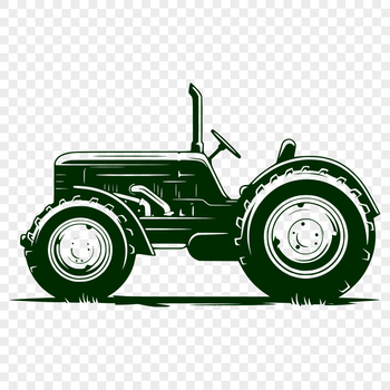 A diagrammatic illustration of a tractor, suitable for vector design projects.