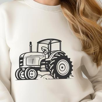 A detailed illustration of a farm tractor with realistic features.