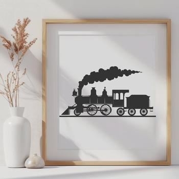 A sleek train vehicle depicted in simple vector art style.