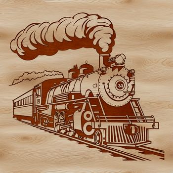 A digital illustration of a train with detailed design elements.