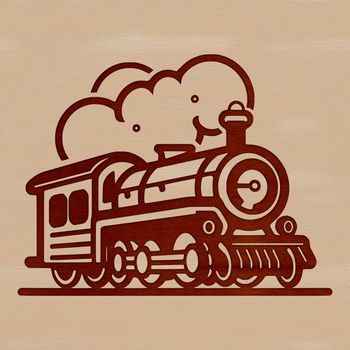 An illustrated train with wheels and a long body, suitable for vector art projects.