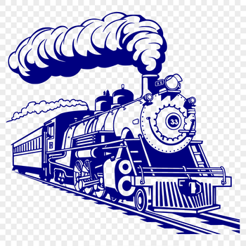 A vector graphic representation of a locomotive with distinct features visible.