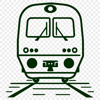 A simple line drawing of a train, designed for vector art and commercial use.