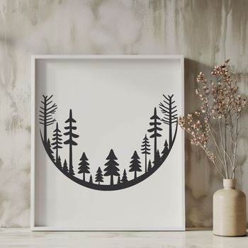 A detailed illustration of a forest with multiple tree trunks and foliage, suitable for vector art and design.