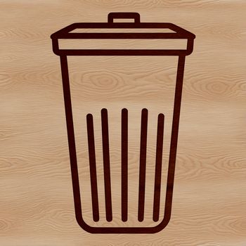 Illustrated trash can icon in a vector format.