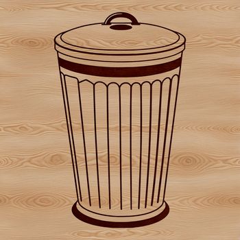 A simple line art illustration of a modern trash can bin with a handle on the side.
