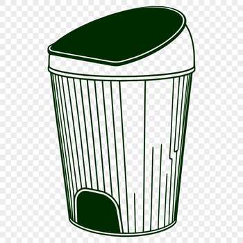 A detailed illustration of a trash can with lid open, suitable for vector art and commercial or personal use in designs.