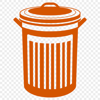 A simple, minimalist design of a trash can, suitable for vector art and clipart.