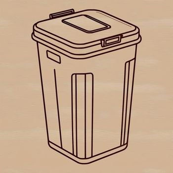 A simple vector design of a standard trash can with a lid, suitable for clip art and graphic design purposes.