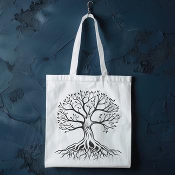 A stylized illustration of a tree with roots and branches, suitable for vector design and commercial use.