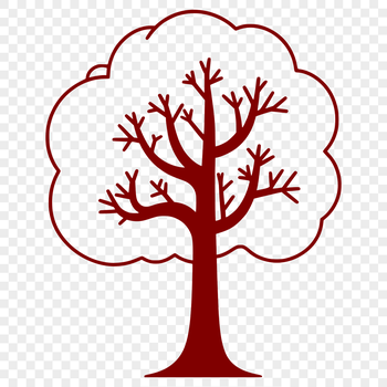 A detailed illustration of a tree in various shapes and forms, suitable for digital cutting machines.