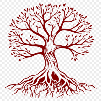 A graphic representation of a single tree with simple lines and shapes.
