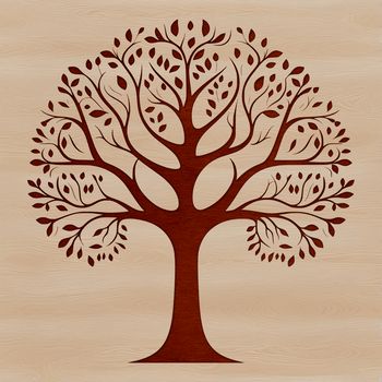 An SVG design element featuring a single tree in a minimalist style.