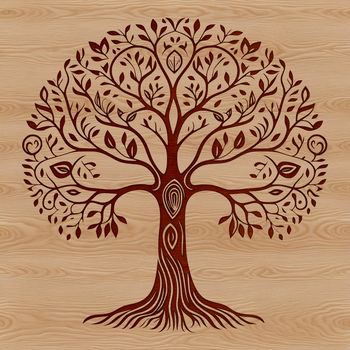 A stylized tree illustration created in vector format for digital designs and cutting art projects.