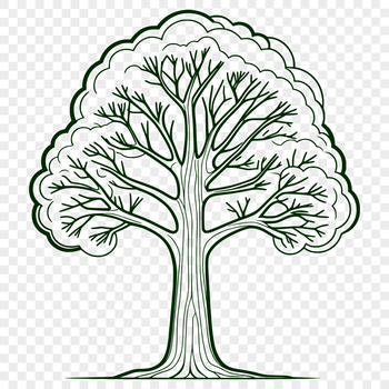 High-resolution vector graphic of a single tree with detailed foliage.