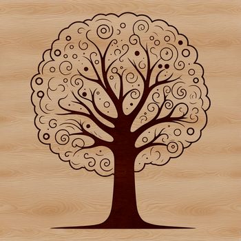 A detailed illustration of a tree with foliage and trunk, suitable for vector design and cutting machine projects.