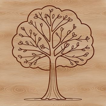 An illustration of a tree with detailed branches and leaves.