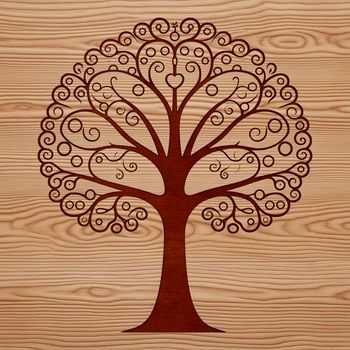 An editable vector graphic of a single tree in various formats including DXF and PDF, ideal for crafts and commercial use.