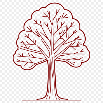 A stylized illustration of a tree with branches and leaves, suitable for use in digital design projects.