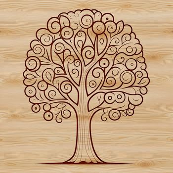A single tree illustration in a simplified style, suitable for digital and offline applications.