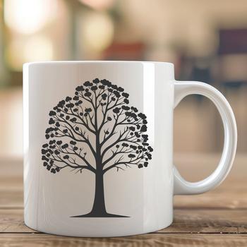 A detailed illustration of a tree with branches and leaves, suitable for vector design and cutting machine projects.