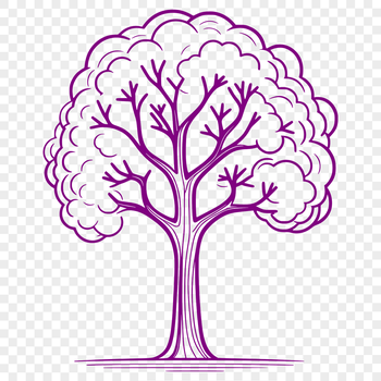 An SVG design of a single tree with intricate details.
