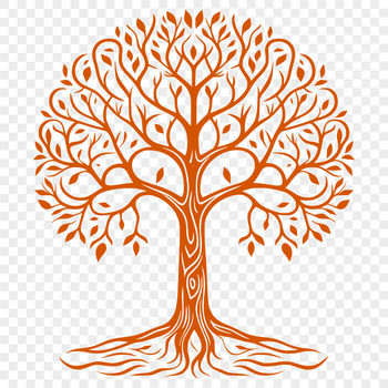 A stylized illustration of a tree with a minimalist design.