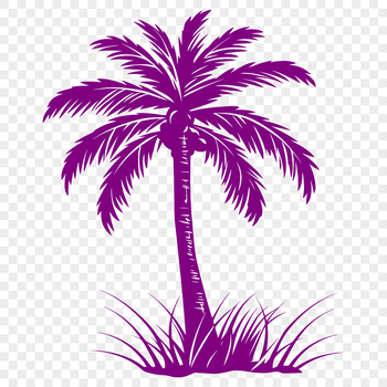 Illustration of a single palm tree with trunk and foliage, suitable for vector graphics and cutting machine designs.