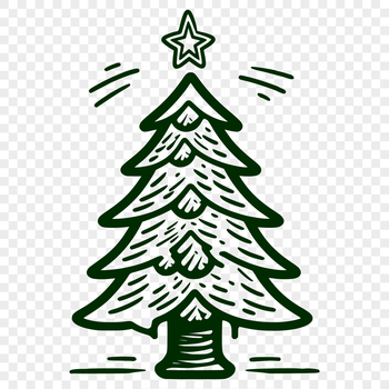 A vector graphic representation of a traditional Christmas tree design with branches and decorations.