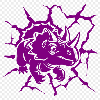 A prehistoric triceratops depicted in full body pose, with details suitable for cutting machine or laser cutter design.
