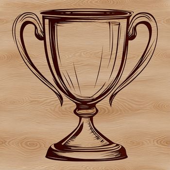 A 3D rendered trophy with a metallic finish, designed as vector art.