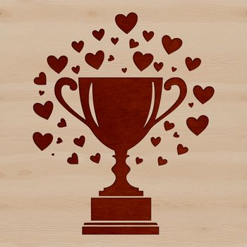 Trophy icon featuring love hearts in a sport-themed design.