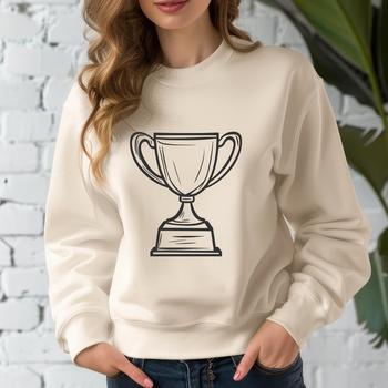 A 3D trophy design made from vector shapes, suitable for cutting machines like Cricut or laser cutters.