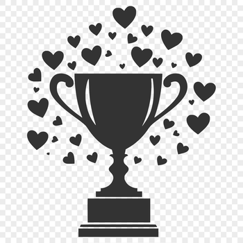 A digital trophy design with a heart motif, suitable for various projects.
