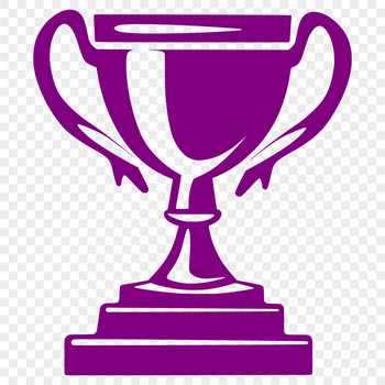 A three-dimensional trophy with a metallic finish, suitable for vector design projects.
