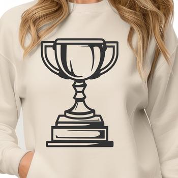A 2D trophy icon with a metallic finish, suitable for digital use in designs.