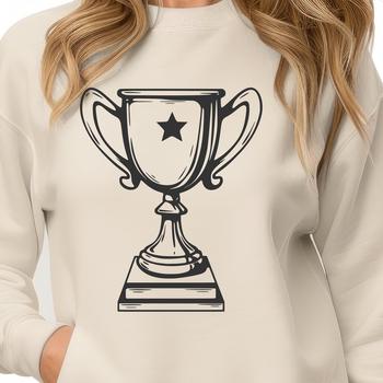 A 3D trophy made of vector shapes, suitable for cutting machines like Cricut or laser cutters.