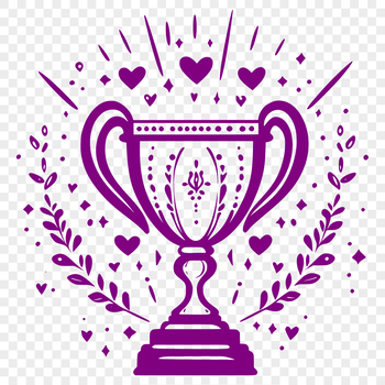 A gold trophy with love hearts and a sporty theme, available as vector art in various formats including SVG.