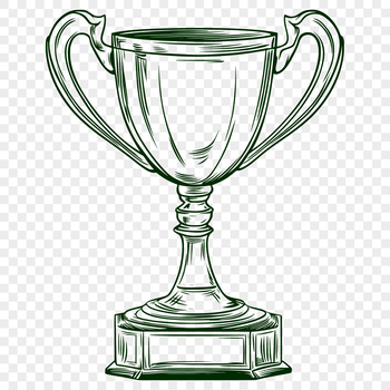 A three-dimensional trophy with a metallic finish, suitable for vector design and graphic creation.